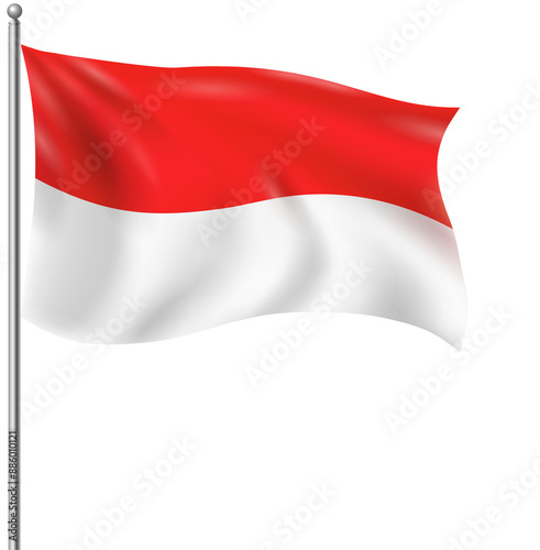 Cuadro en lienzo Indonsia waving flag with transperent background