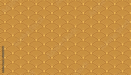 金色の青海波模様の和柄イラスト背景