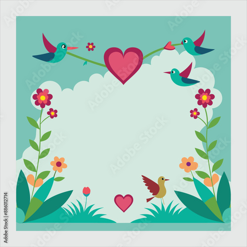 birds and flowers frame