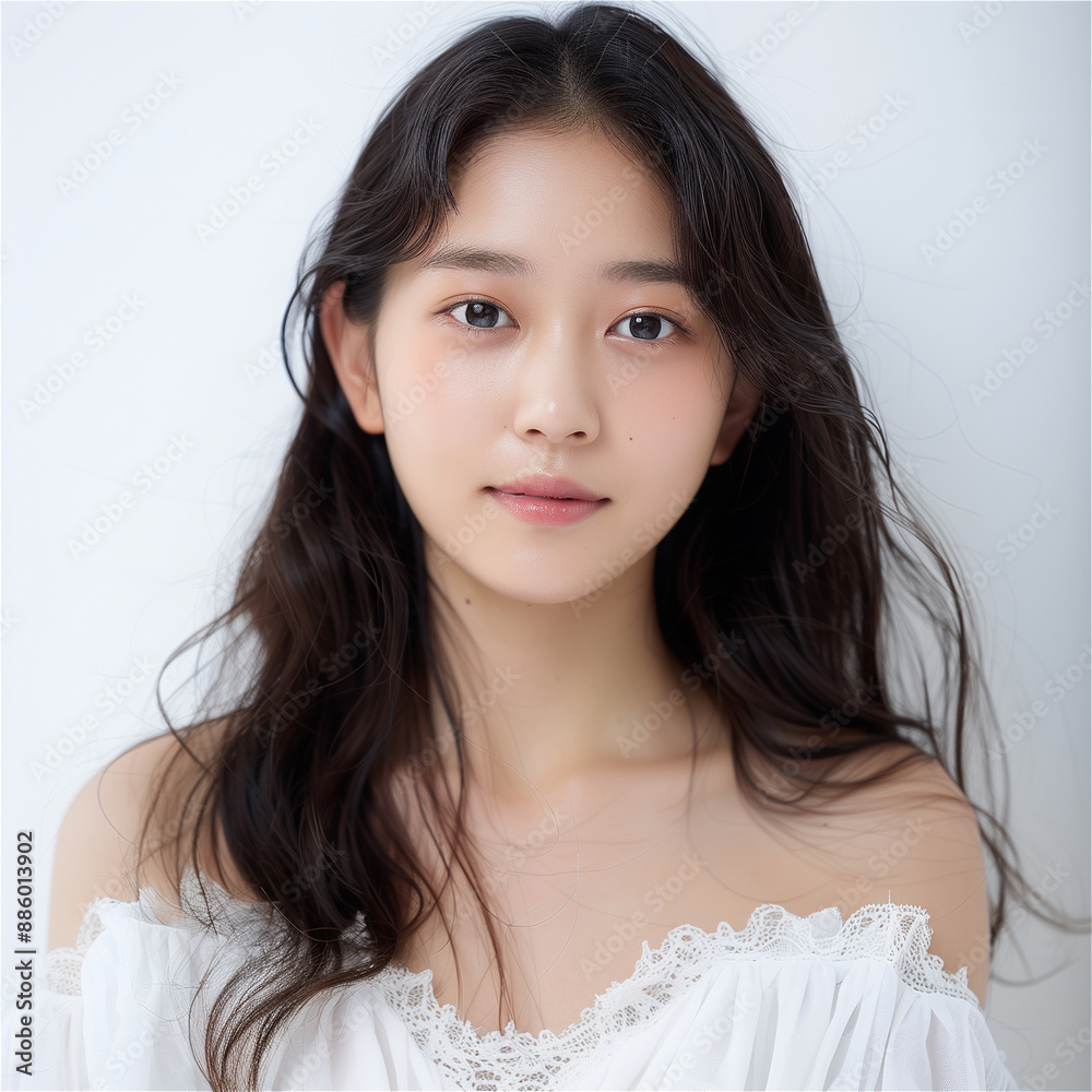 Korean Career Woman in Sleeveless, White Studio With Morning Light,Ultra high definition Korean Career Woman in Sleeveless, White Studio With Morning Light,Ultra high definition