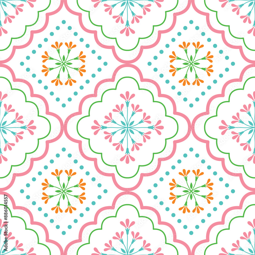 Geometric flower seamless pattern design for background, wallpaper, textile design, fabric, card , wrapping paper , batik, notebook, diary cover, blanket, carpet, tile design decorative, and etc.