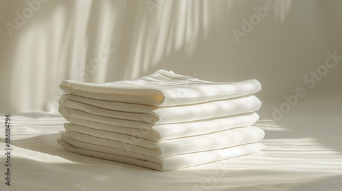 stack of white shirt on whi...