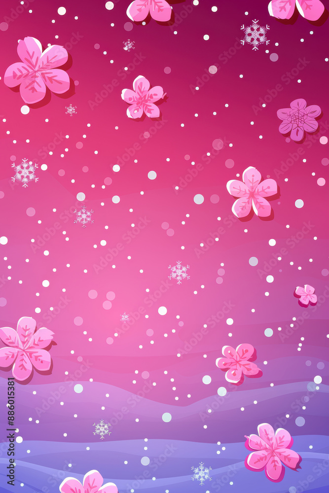 Dreamy Pink Gradient with Snowflakes Dreamy Pink Gradient with Snowflakes