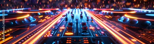 Futuristic abstract background with glowing lights and lines.