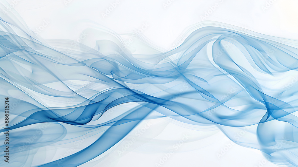 Blue smoke abstract on white background for design ,abstract blue background with some smooth lines in it  ,blue abstract background subtle smoke curves texture