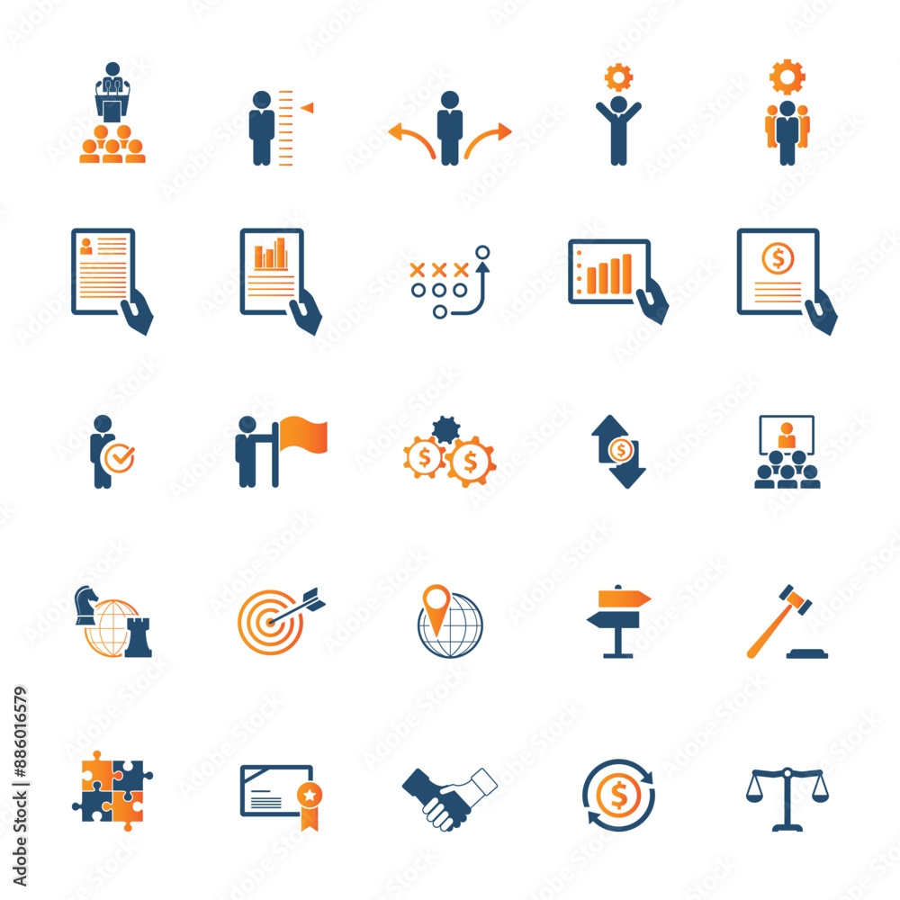 Universal business management and human resources icon set. Universal icons for web and mobile. Vector. Universal business management and human resources icon set. Universal icons for web and mobile. Vector.