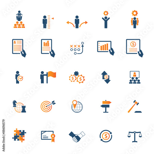 Universal business management and human resources icon set. Universal icons for web and mobile. Vector.	