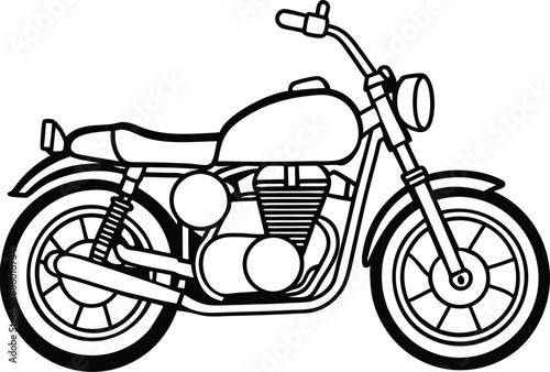 
Off-road racing motorbike vehicle line art. Only black and white for the coloring page