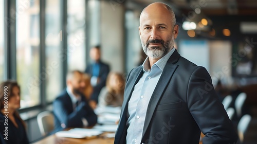 Portrait of a confident CEO standing in a boardroom, corporate leader