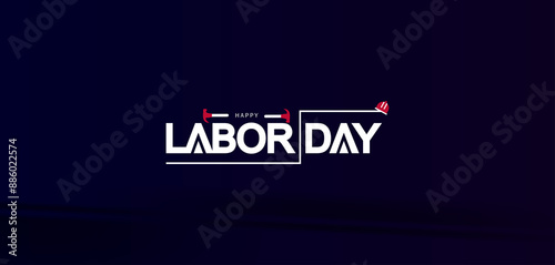 Fotografia Red and white Text incorporated in the Labor Day logo