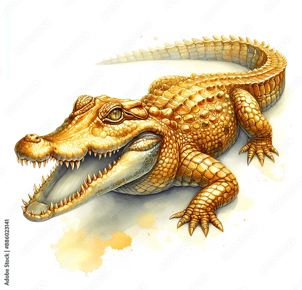 Watercolor drawing of a crocodile on a white background Watercolor drawing of a crocodile on a white background