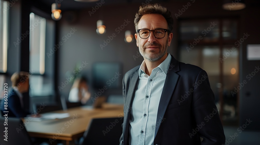 Obraz premium Portrait of a confident CEO standing in a boardroom, corporate leader