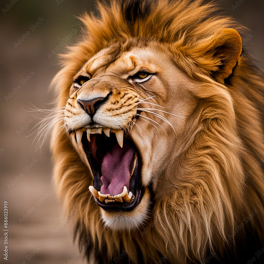 Fototapeta premium Lion Fake Puma Panther CGI Strong Beautiful Big cat Fur