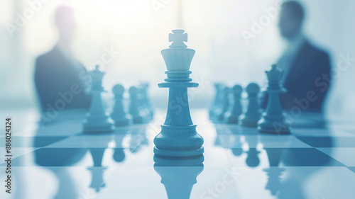 Fotografie strategy ideas concept business futuristic graphic icon and golden chess board g