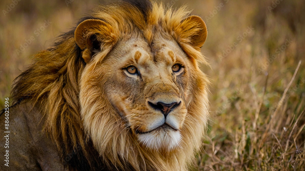 Obraz premium Fake Lion CGI Strong Beautiful Big cat Fur