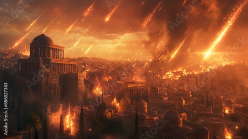 God Punishes Sodom and Gomorrah by Raining Sulfur and Fire from Heaven, Biblical Story