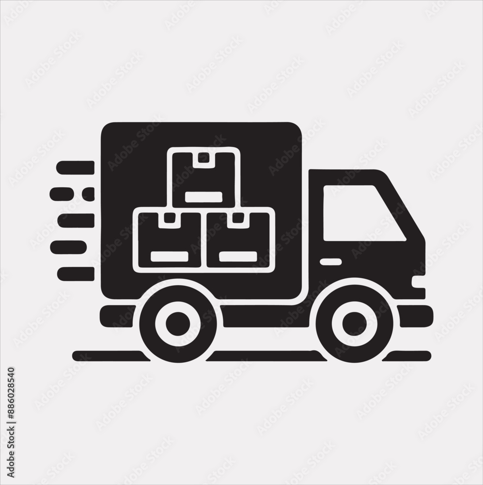 Delivery truck silhouette vector on a white background Delivery truck silhouette vector on a white background