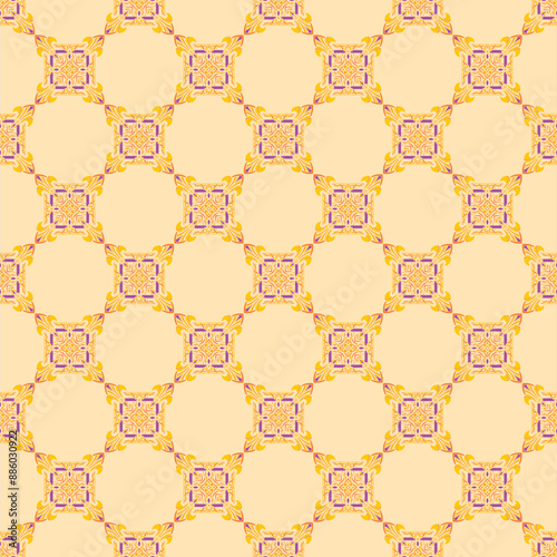 Vintage geometric seamless floral pattern, batik, geometric, tribal fabric, printed fabric, vector