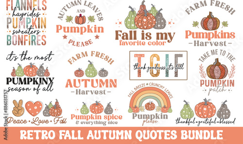 Retro fall autumn quotes bundle, retro printable fall bundle, pumpkin spice bundle, fall sublimation bundle, Thanksgiving bundle, Commercial Use Bundle