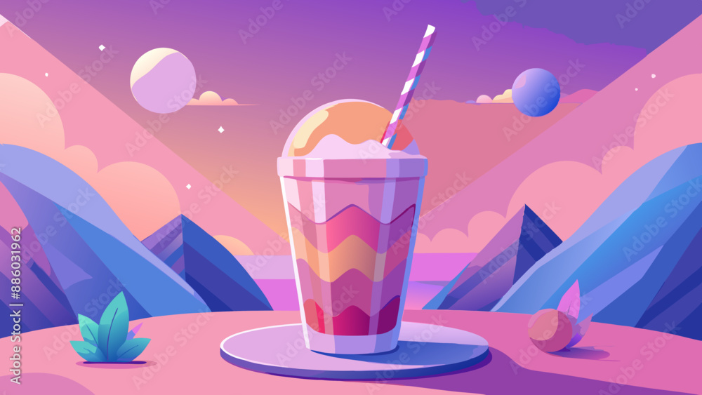 Dibujo vectorial brillante: una bebida refrescante con hielo.Arte vectorial: una bebida refrescante con hielo.Bebida colorida con hielo: ilustración vectorial.Ilustración vectorial de una bebida refre