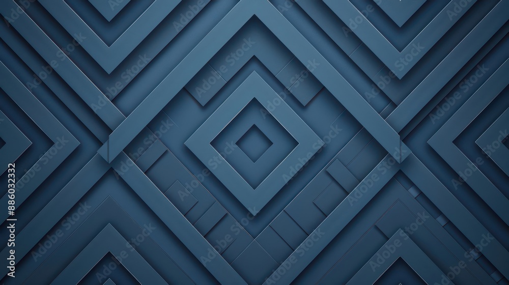 Geometric abstract background with layered diamond shapes in dark blue tones. The sophisticated and modern design is perfect for contemporary decor.