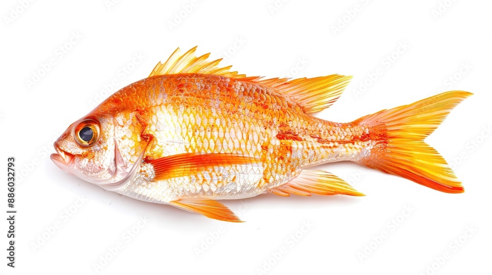 Vibrant Orange Fish on White Background Vibrant Orange Fish on White Background