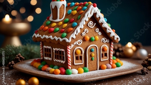 christmas gingerbread house, background, a picture of a sweet cookie house with high definition and clarity