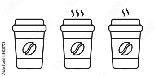 Hot coffee cup icon. Paper coffee cup icon isolated on white background.
