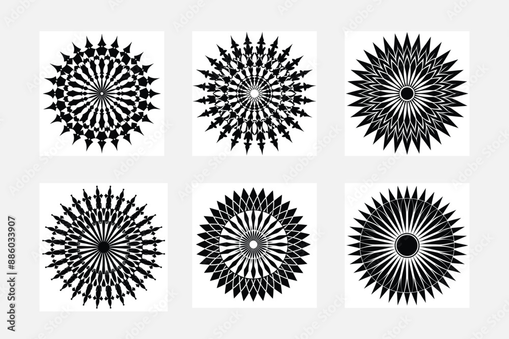 Fototapeta premium Circular Dotted Shapes, Vector Graphics, Isolated On White