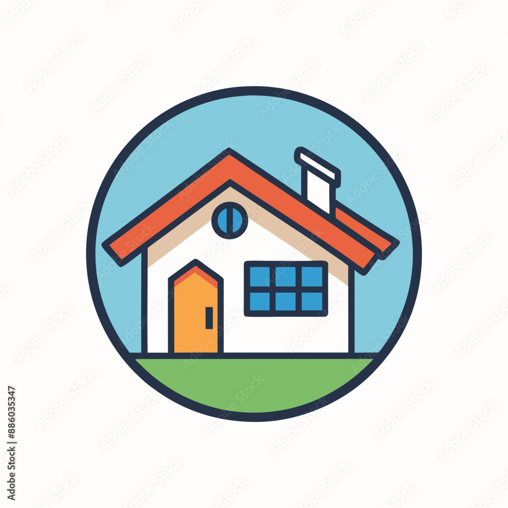 Cartoon real state simple logo icon vector art illustration Cartoon real state simple logo icon vector art illustration