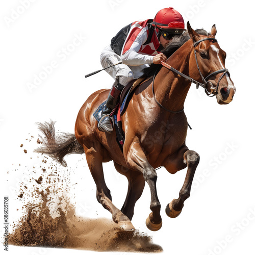 Horse Racer Isolated on Transparent or White Background, PNG