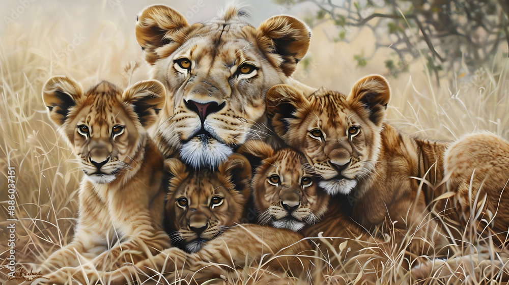 lioness and cubs lioness and cubs