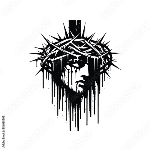 Crown of Thorns, Create an image of the crown of thorns placed on the cross
