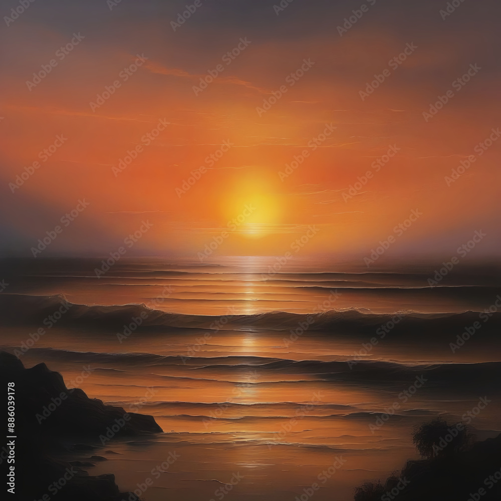 Fototapeta premium the sun sets석양이 진다Generative AI