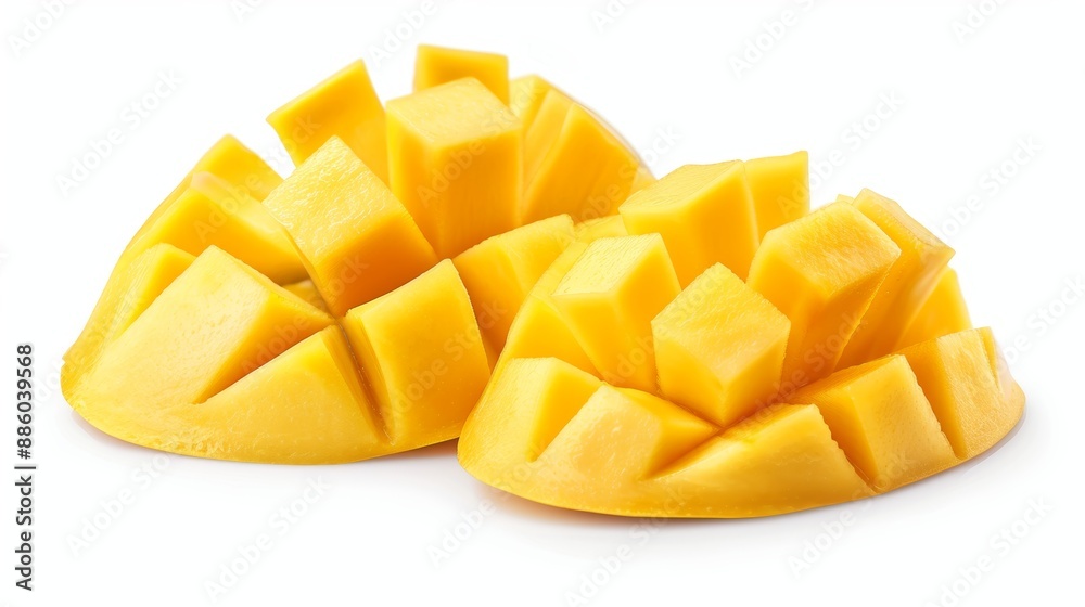Mango slice exotic fruit isolated on white background. Mango. Full depth of field.