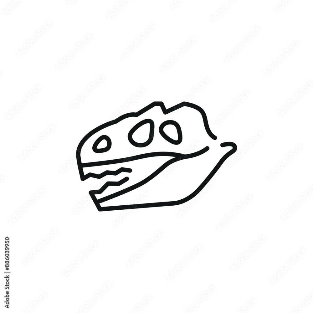 Dinosaur skull icon. A picture representing a prehistoric dinosaur skull, commonly associated with paleontology and natural history. Ideal for use in educational materials. Vector illustration Dinosaur skull icon. A picture representing a prehistoric dinosaur skull, commonly associated with paleontology and natural history. Ideal for use in educational materials. Vector illustration