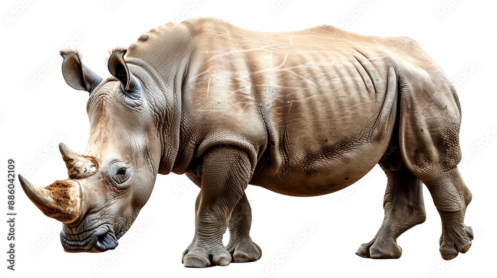 Fototapeta premium Huge rhino isolated on white