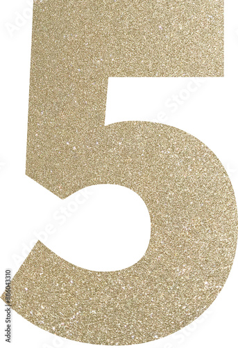 Gold glitter number 5