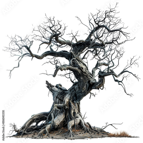 Dead Tree for Horror Movie Isolated on Transparent or White Background, PNG