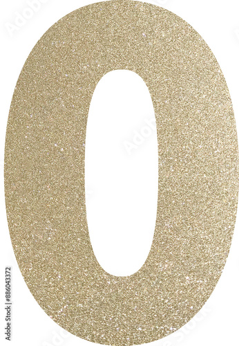 Gold glitter number 0