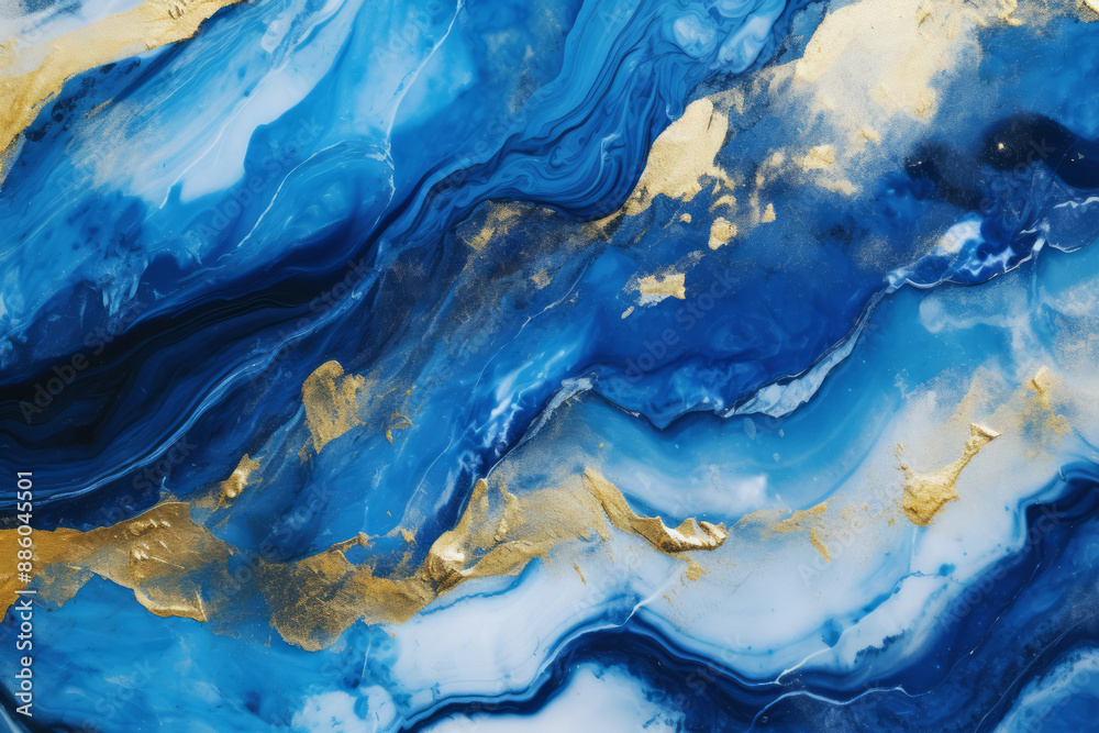 Processed collage of luxurious ocean blue and gold ink marble texture. Background for banner Processed collage of luxurious ocean blue and gold ink marble texture. Background for banner