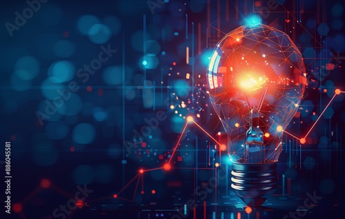 bulb low poly futuristic technology background for growth for startup business