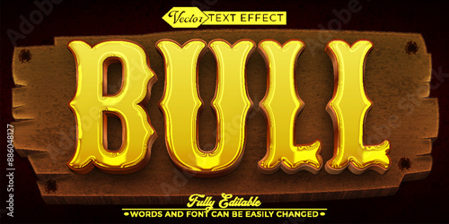  Gold Bull West Vector Editable Text Effect Template