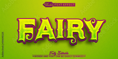 Cartoon Cute Fairy Vector Editable Text Effect Template