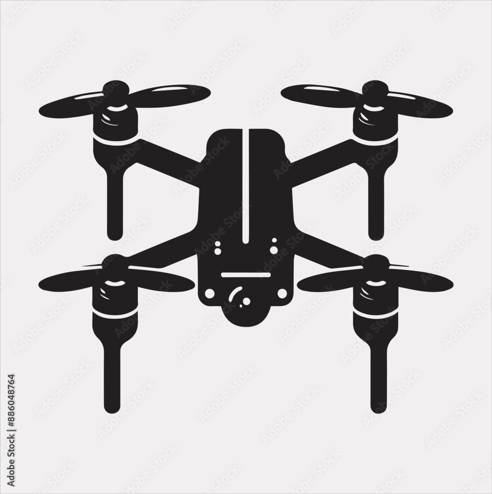 drone silhouette vector illustration on a white background drone silhouette vector illustration on a white background