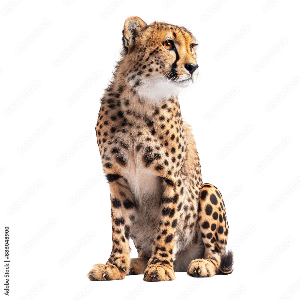 Cheetah Encounter Isolated on Transparent or White Background, PNG