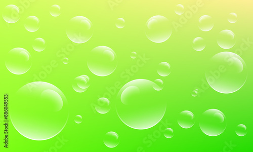 bright fresh green gradient illustration background with bubble ornaments