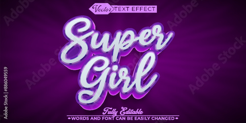 Cartoon Purple Girls Vector Editable Text Effect Template