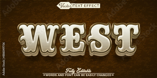 Wooden Worn West Cowboy Vector Editable Text Effect Template