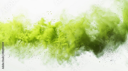 neon green smoke isolated on transparent background